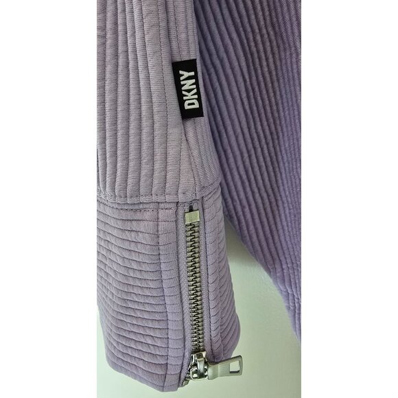 DKNY Sport Lilac Ribbed Long Sleeve Top With Side Zipper Details Size S - Picture 5 of 10